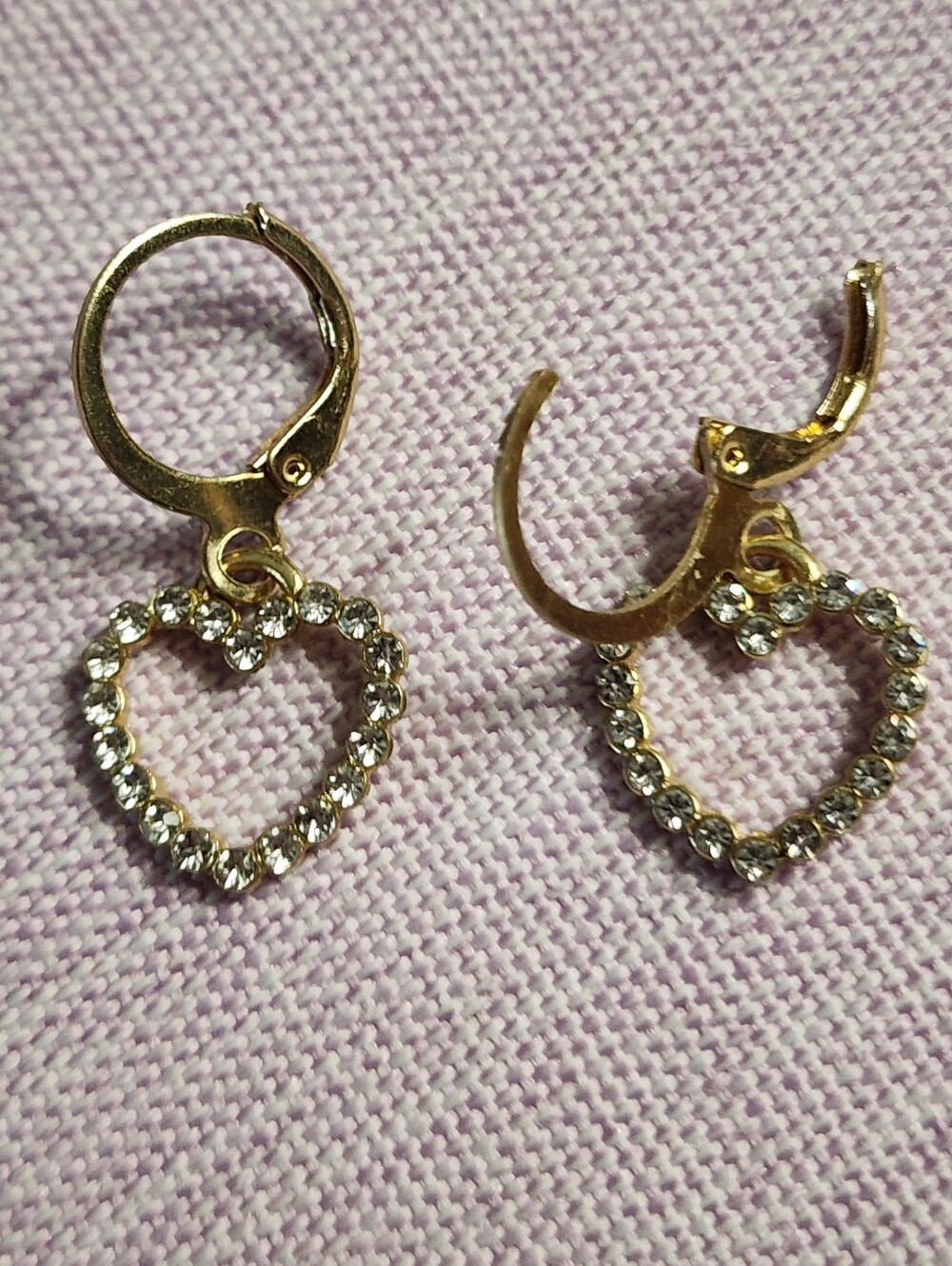 Goldtone Crystal Heart Hoop Drop Earrings